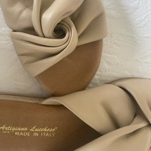 L'Antigiano Lucchese Butter-soft Beige Leather SLIP-ON SANDALS Size 8